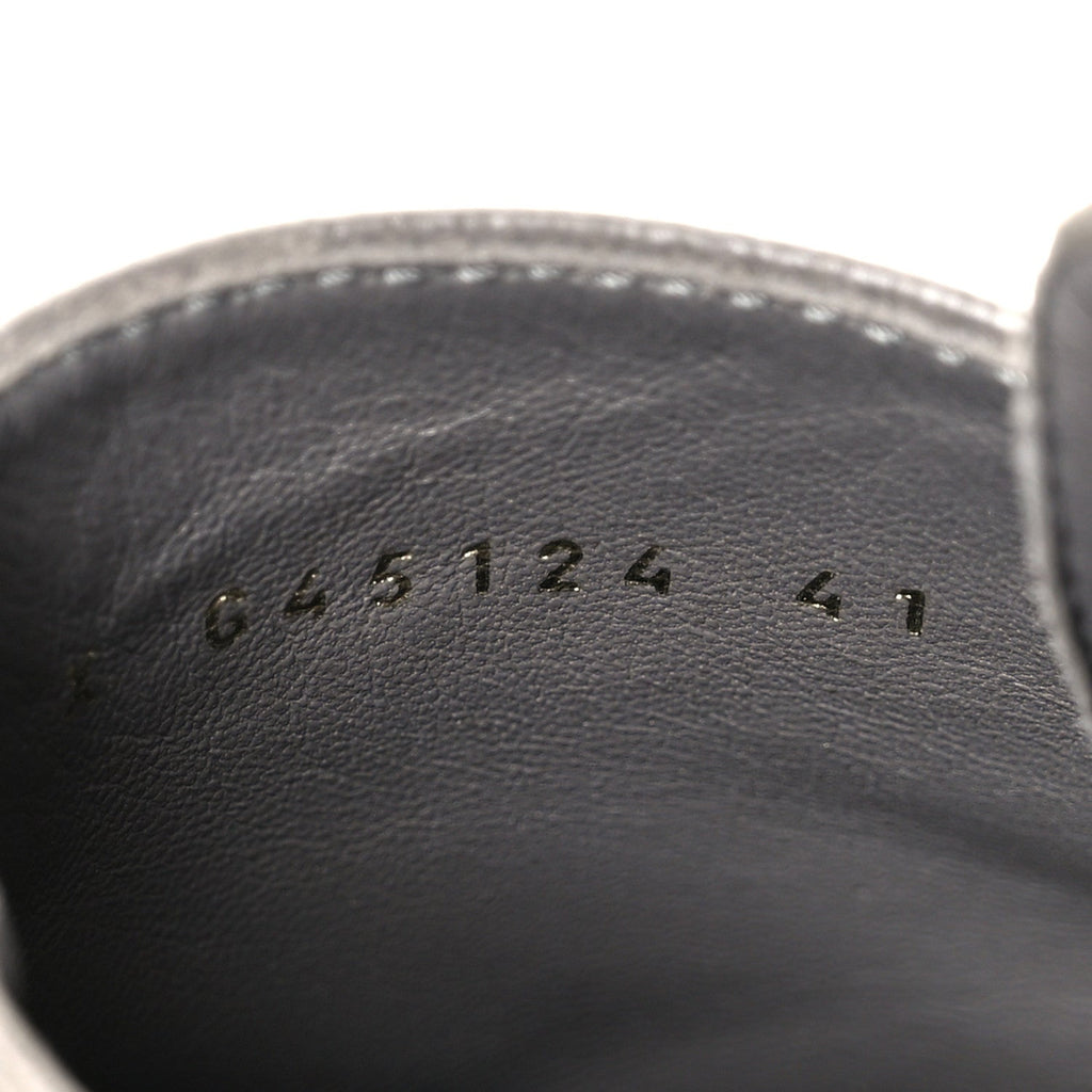 Grained Calfskin Shiny Calfskin CC Lace Up Combat Boots 41 Gray Black