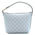 Gucci GG Supreme Monogram Textured Calfskin Web Super Mini Ophidia Shoulder Bag Dusty Blue