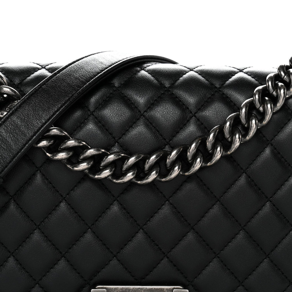 Chanel Lambskin Quilted Medium Boy Flap Black