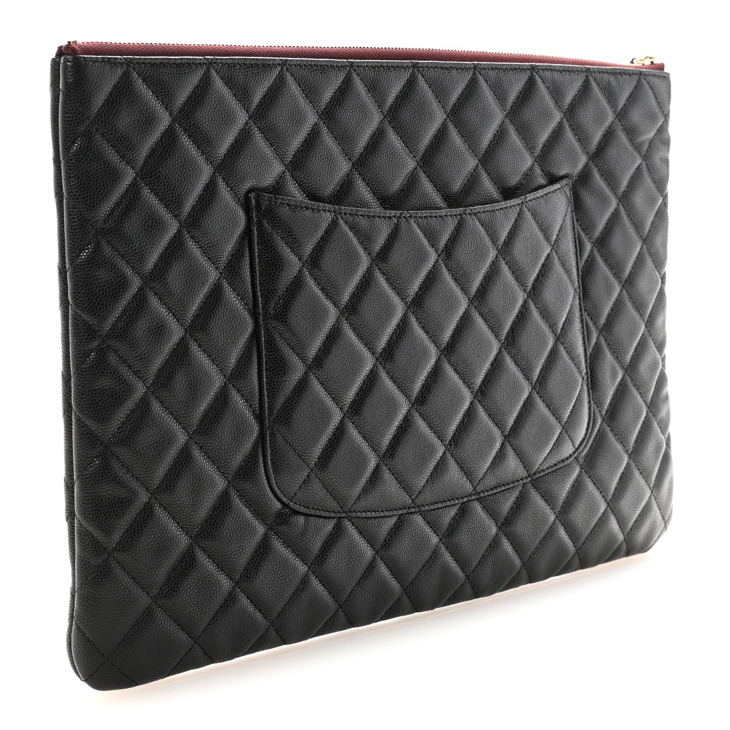 Caviar Quilted Large Cosmetic Case Black
