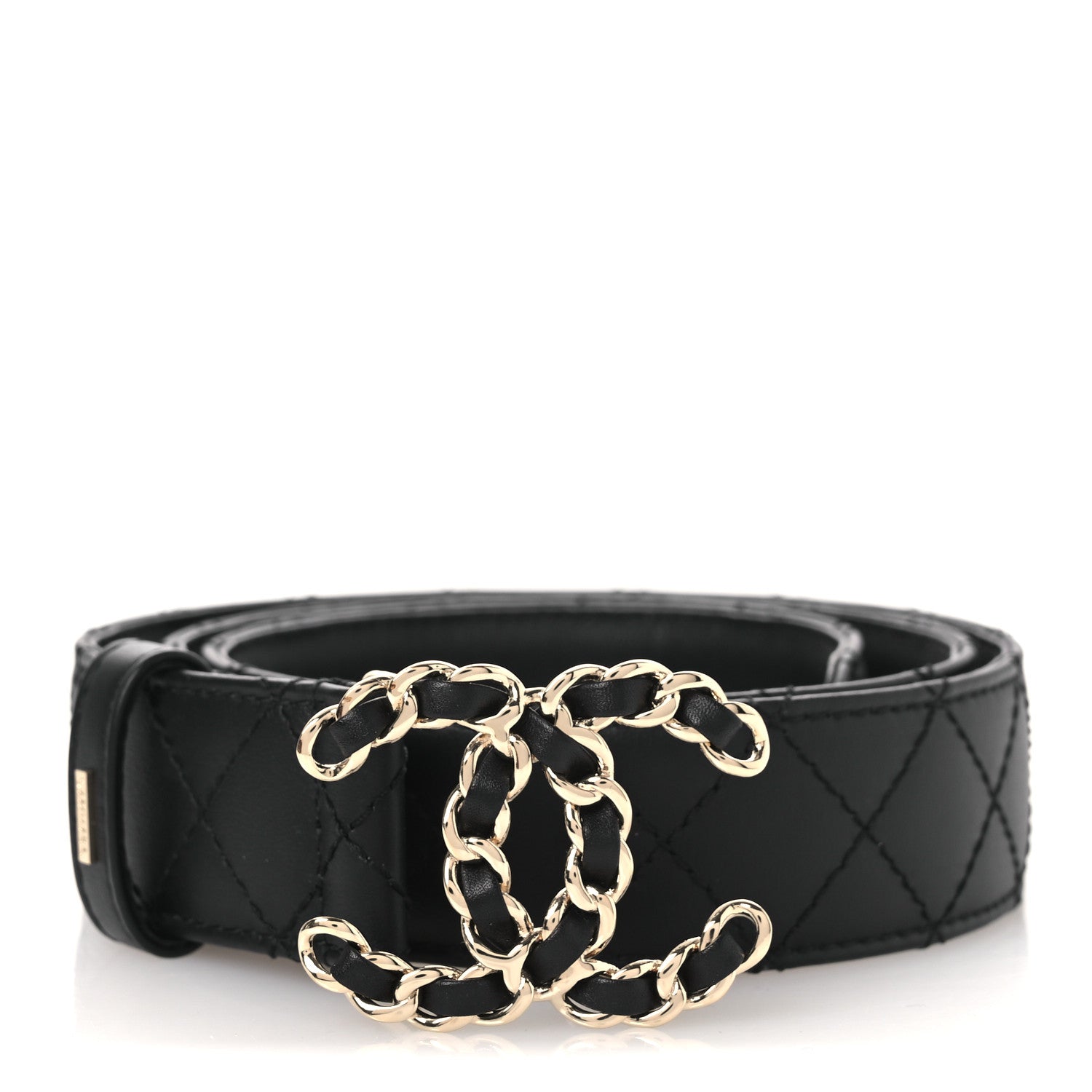 Lambskin Quilted CC Chain Belt 85 34 Black
