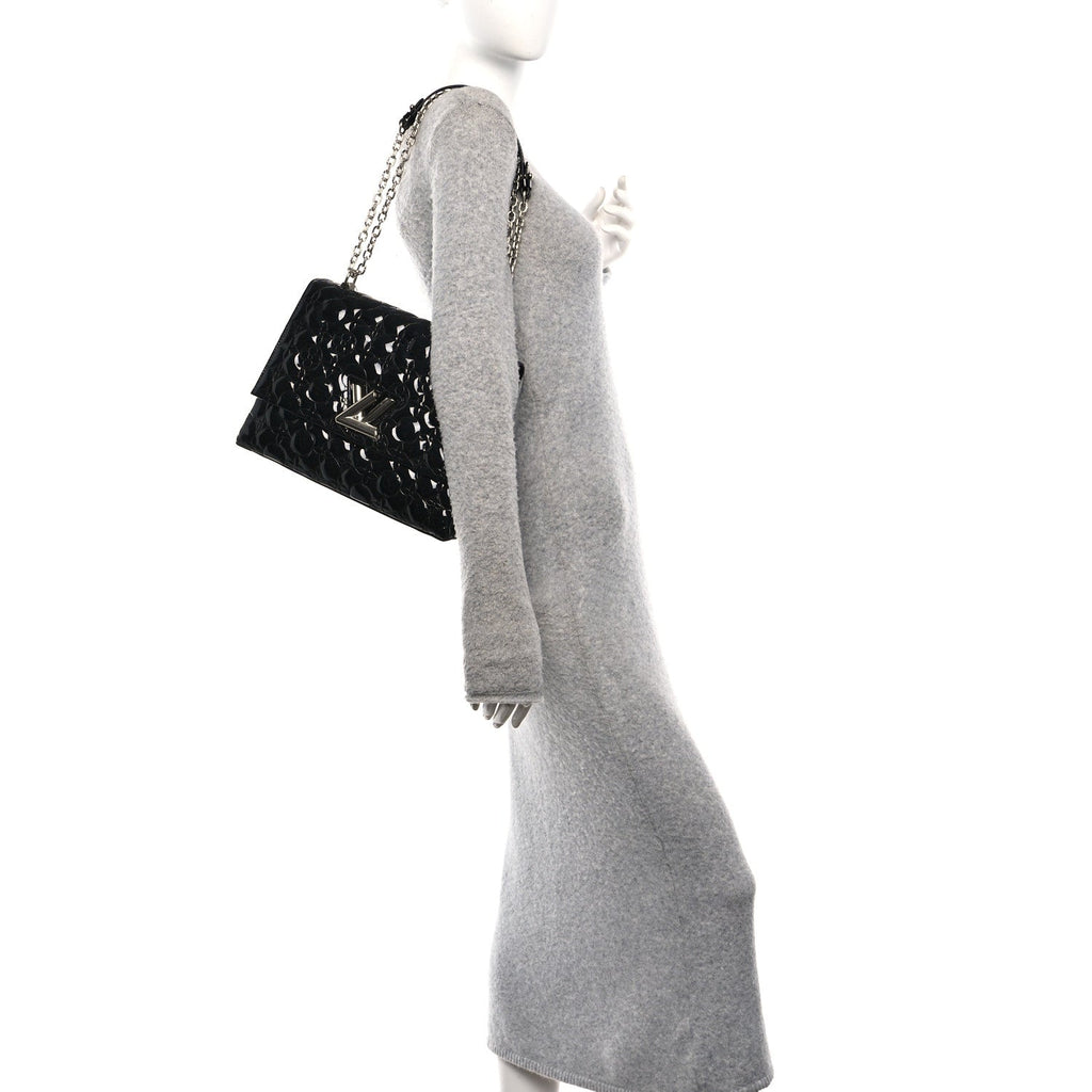Louis Vuitton Vernis Flower Quilted Twist Shoulder Bag GM Black