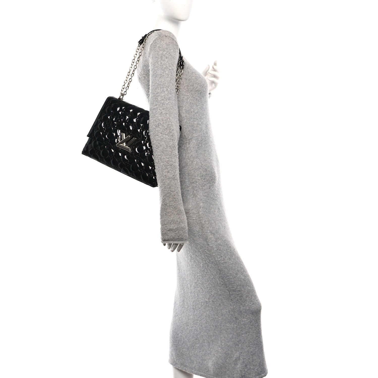 Louis Vuitton Vernis Flower Quilted Twist Shoulder Bag GM Black