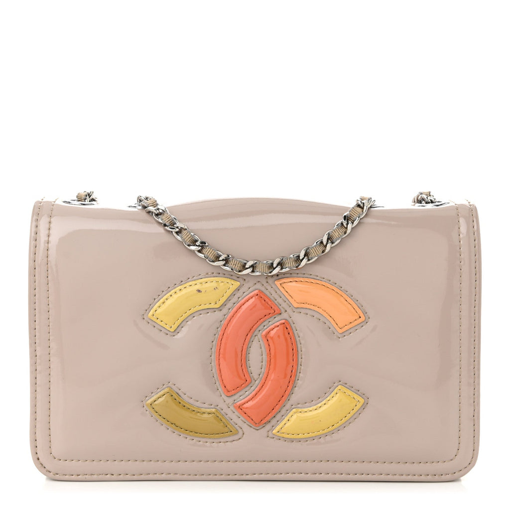 Chanel Vinyl Lipstick Wallet On Chain WOC Beige