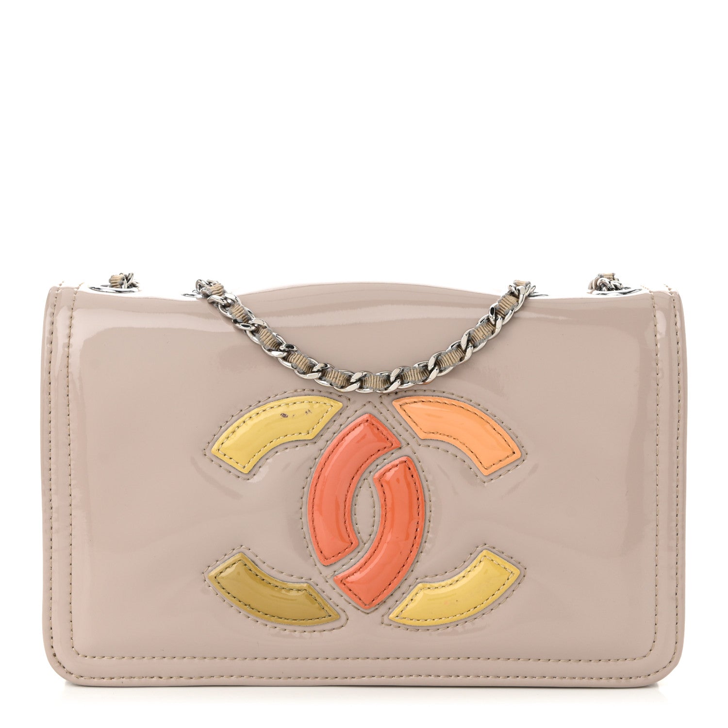 Chanel Vinyl Lipstick Wallet On Chain WOC Beige