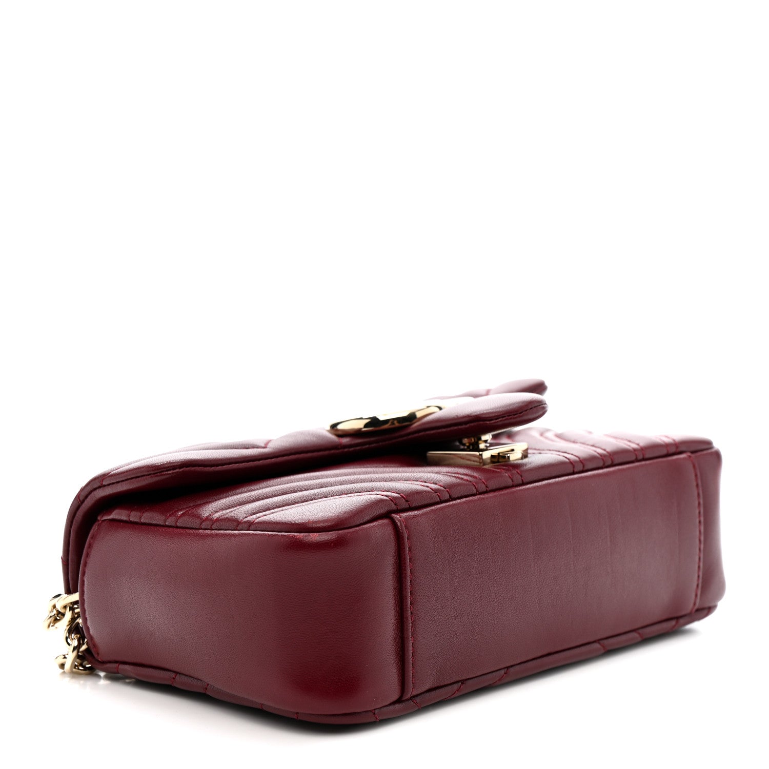 Gucci Lambskin Matelasse Small GG Marmont Shoulder Bag Rosso Ancora