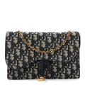 Christian Dior Oblique Saddle Chain Pouch Blue