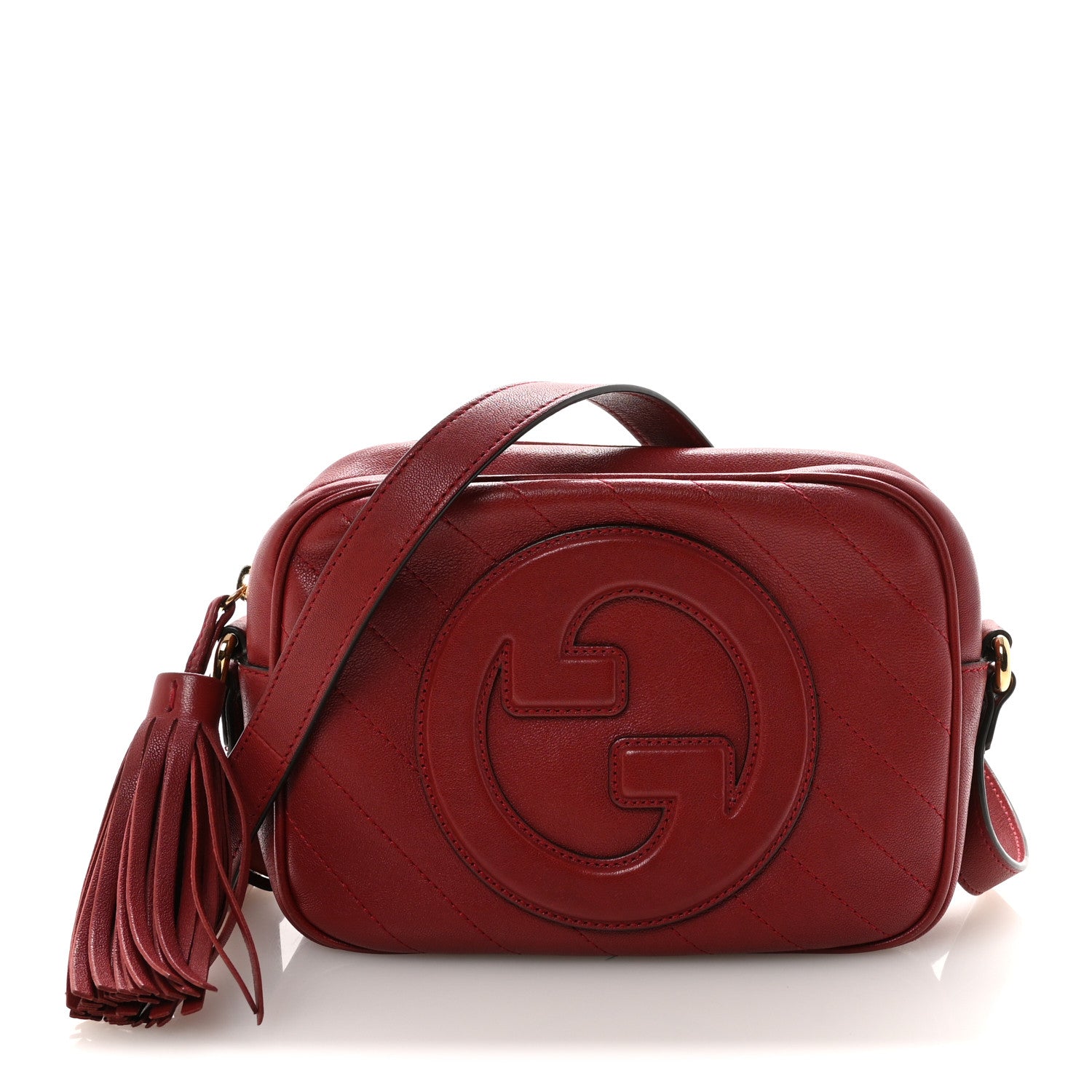 Gucci Sakai Be Green Calfskin Diagonal Stitched Small Blondie Shoulder Bag Rosso