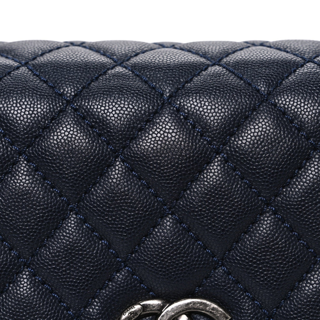 Chanel Caviar Quilted Small Coco Handle Flap Navy