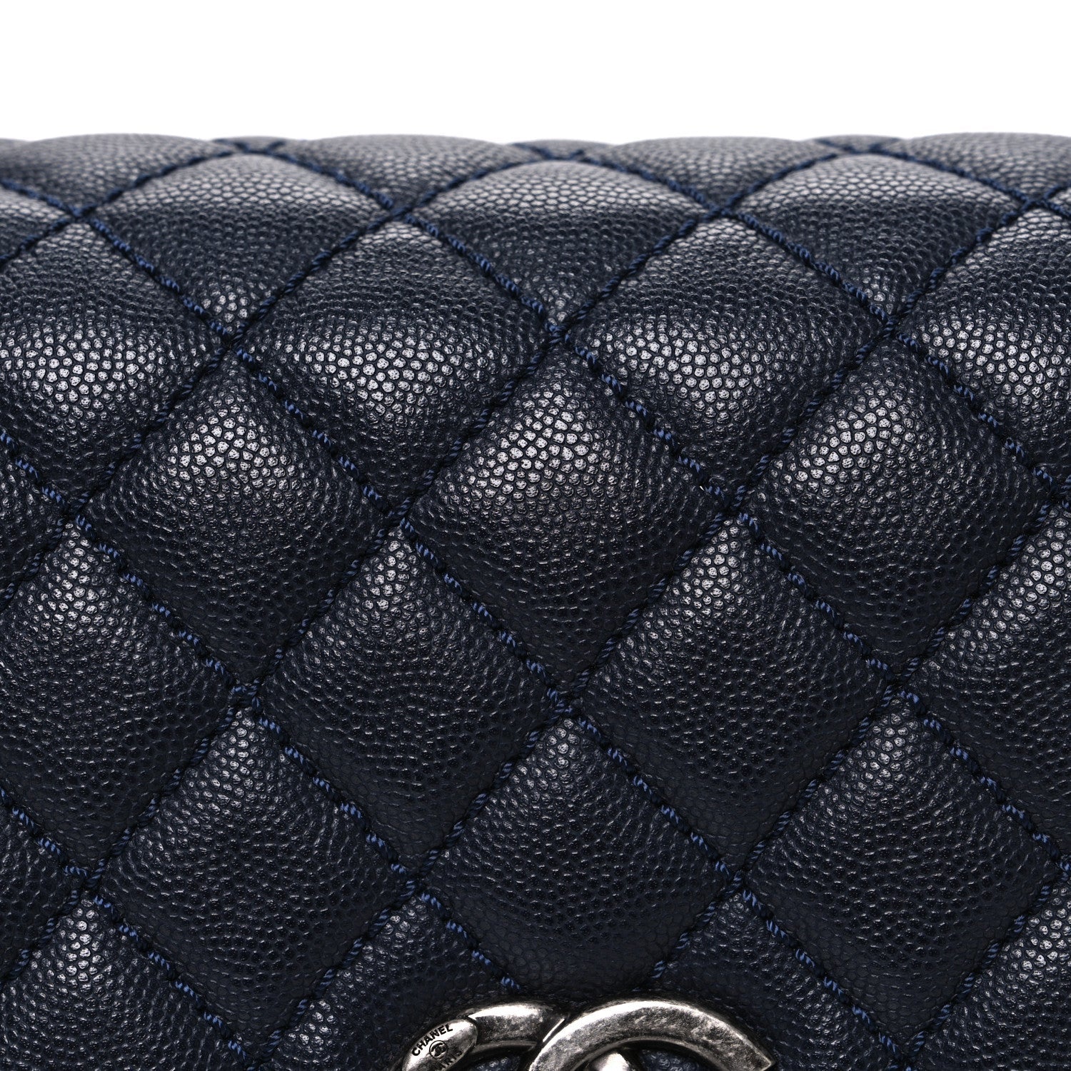 Chanel Caviar Quilted Small Coco Handle Flap Navy