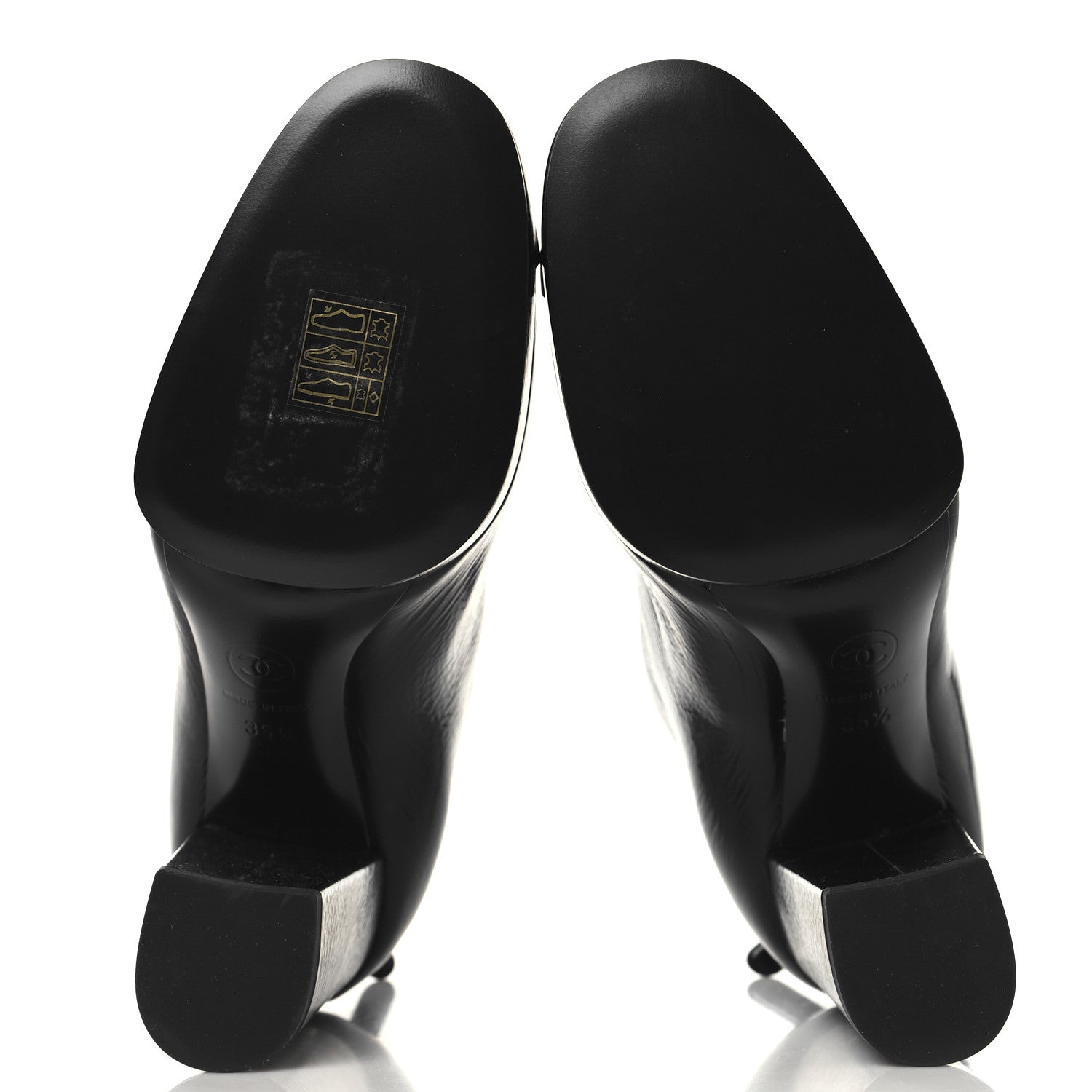 Crumpled Calfskin Cap Toe CC Ankle Boots 35.5 Black