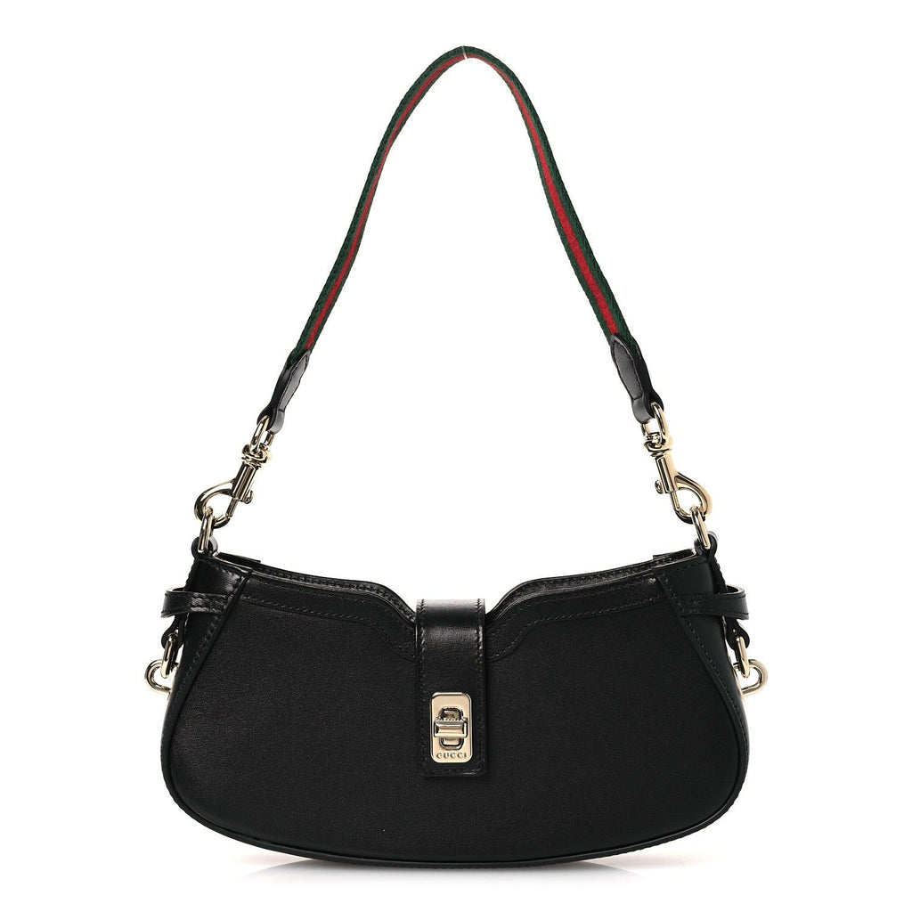 Gucci Calfskin Mini Moon Side Shoulder Bag Black
