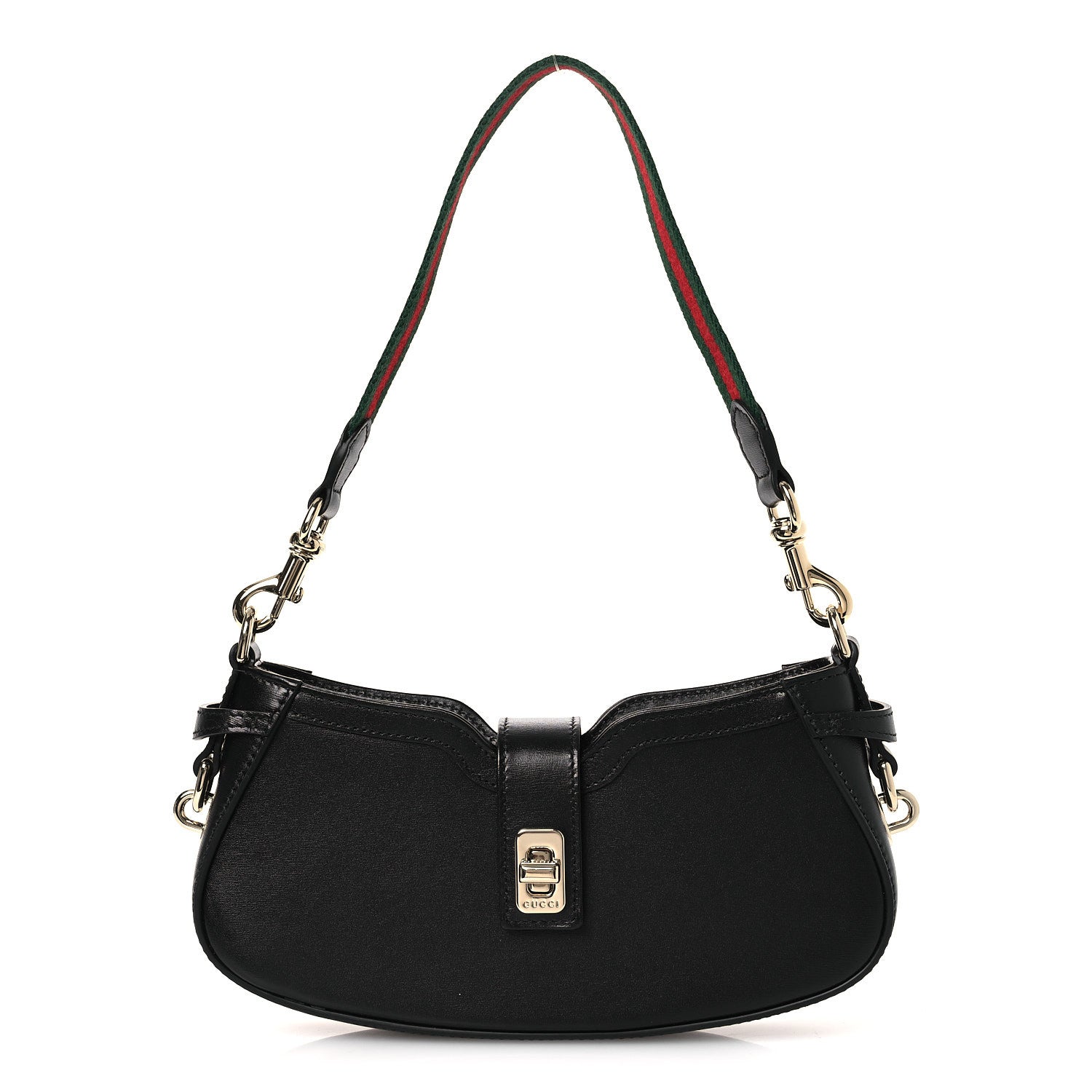 Gucci Calfskin Mini Moon Side Shoulder Bag Black