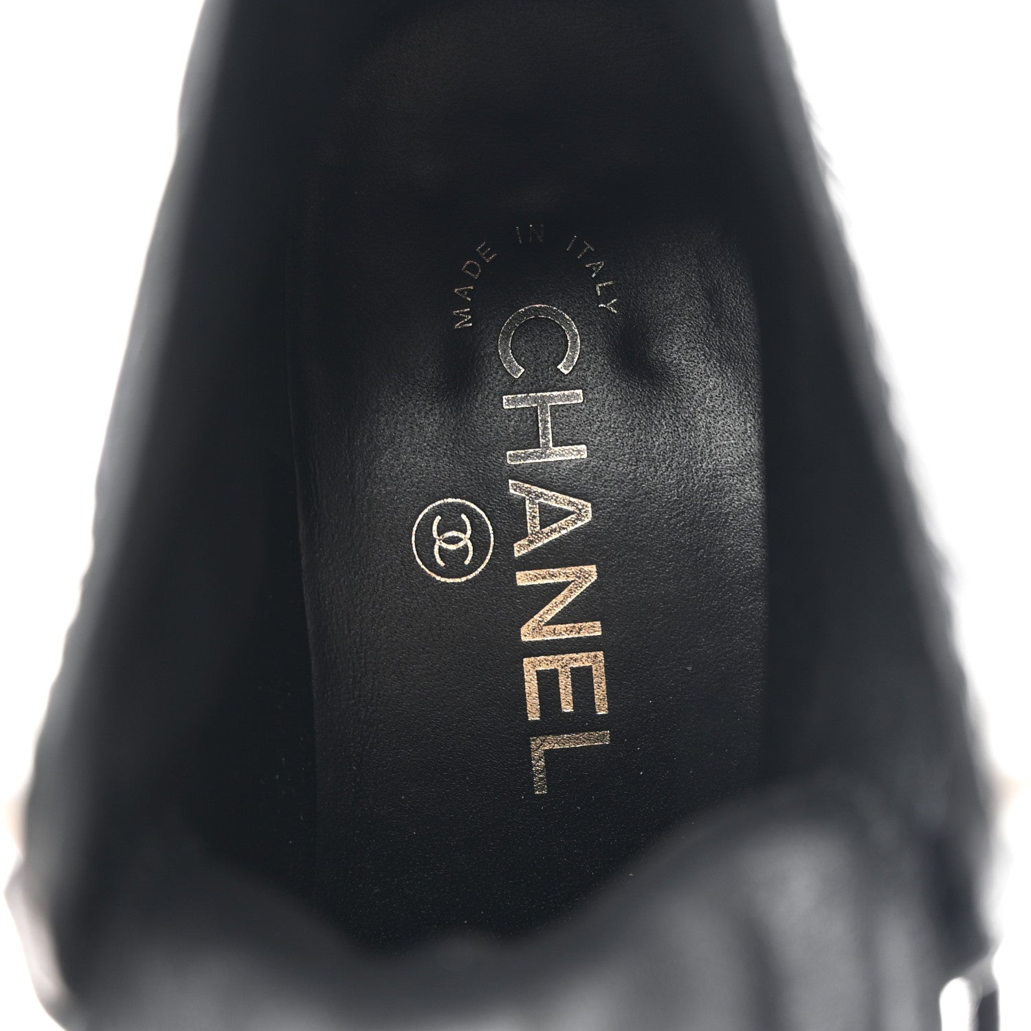 Chanel Shiny Calfskin Velvet Pearl Combat Short Boots 39 Black