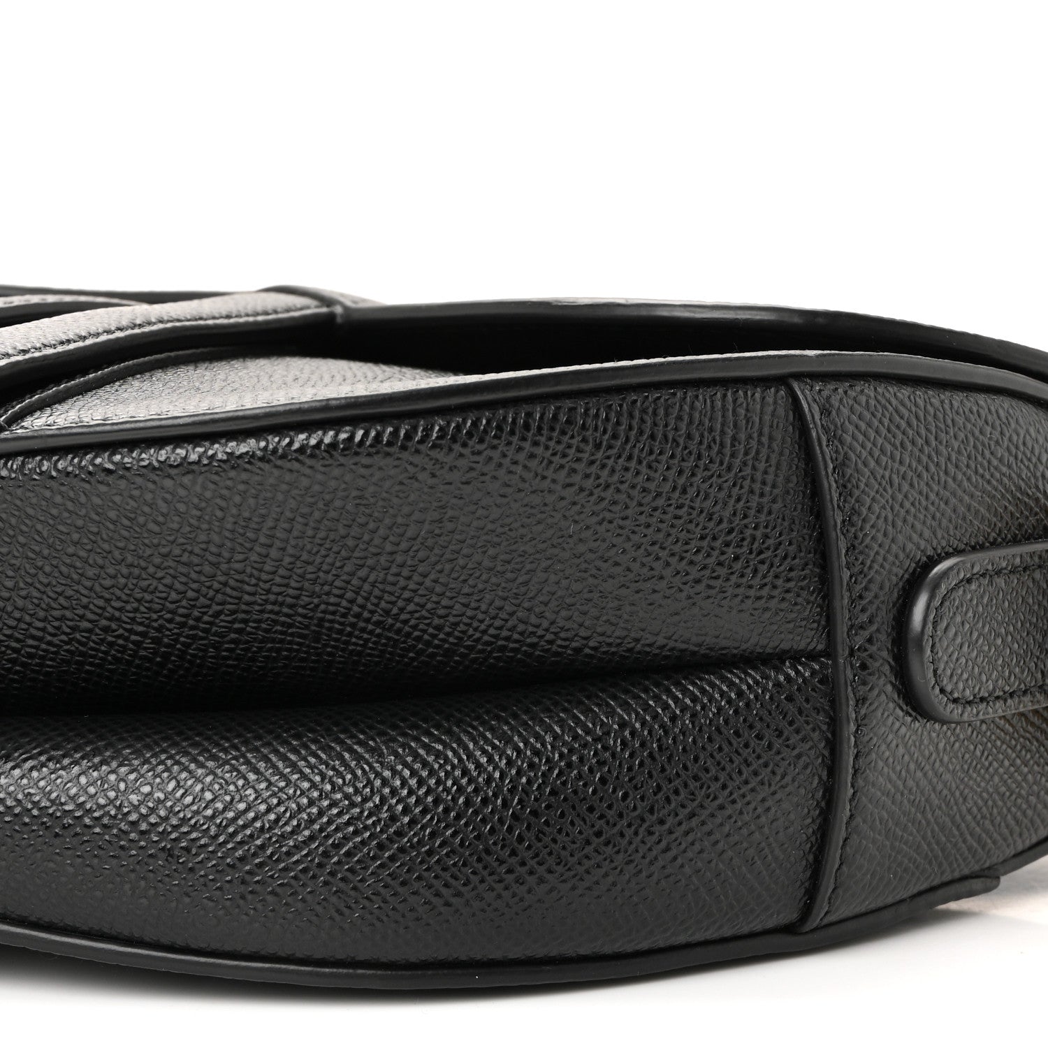Christian Dior Grained Calfskin Saddle Bag With Strap Black