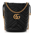 Gucci Calfskin Matelasse Mini GG Marmont 2.0 Bucket Bag Black
