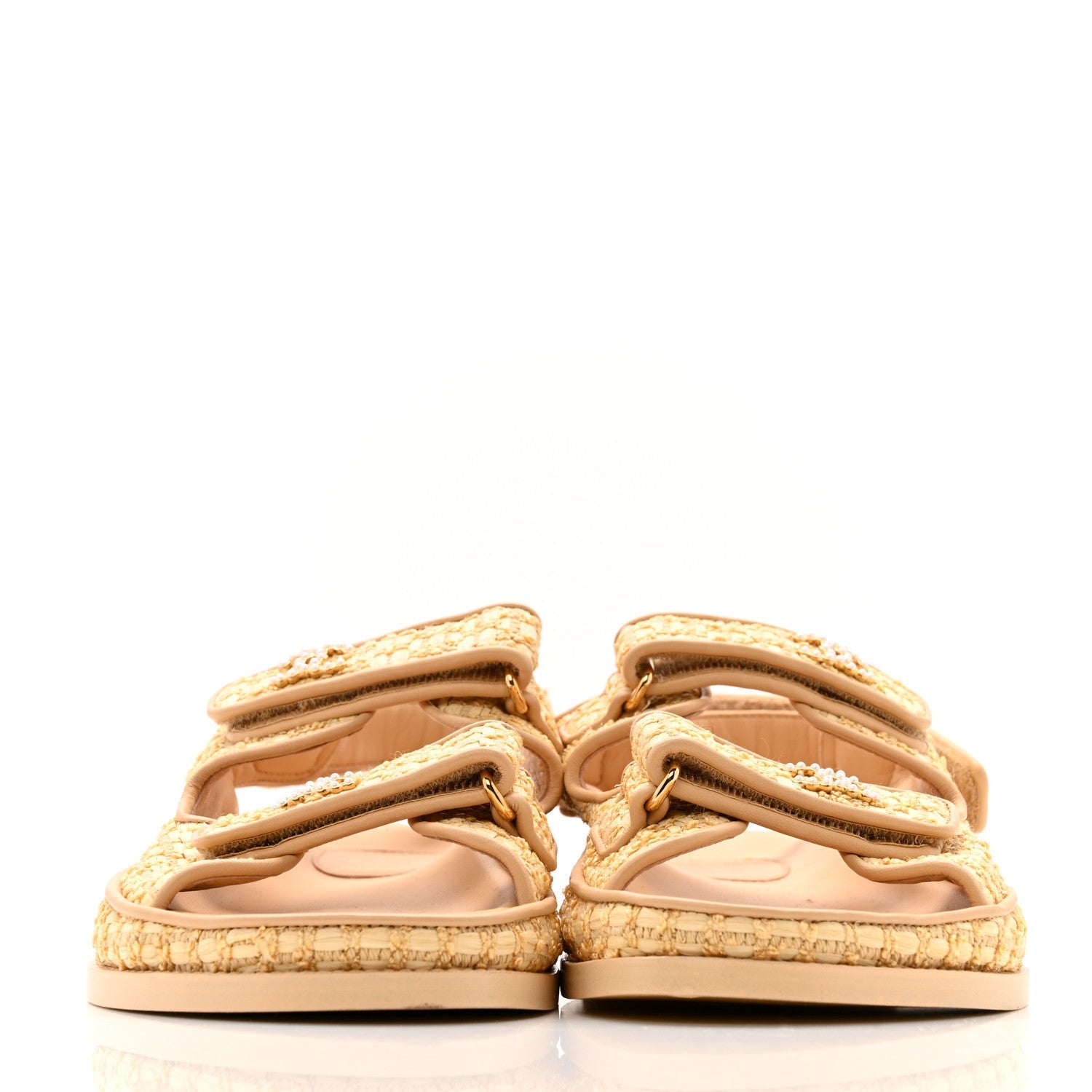 Braided Fabric Velcro Dad Sandals 38.5 Beige