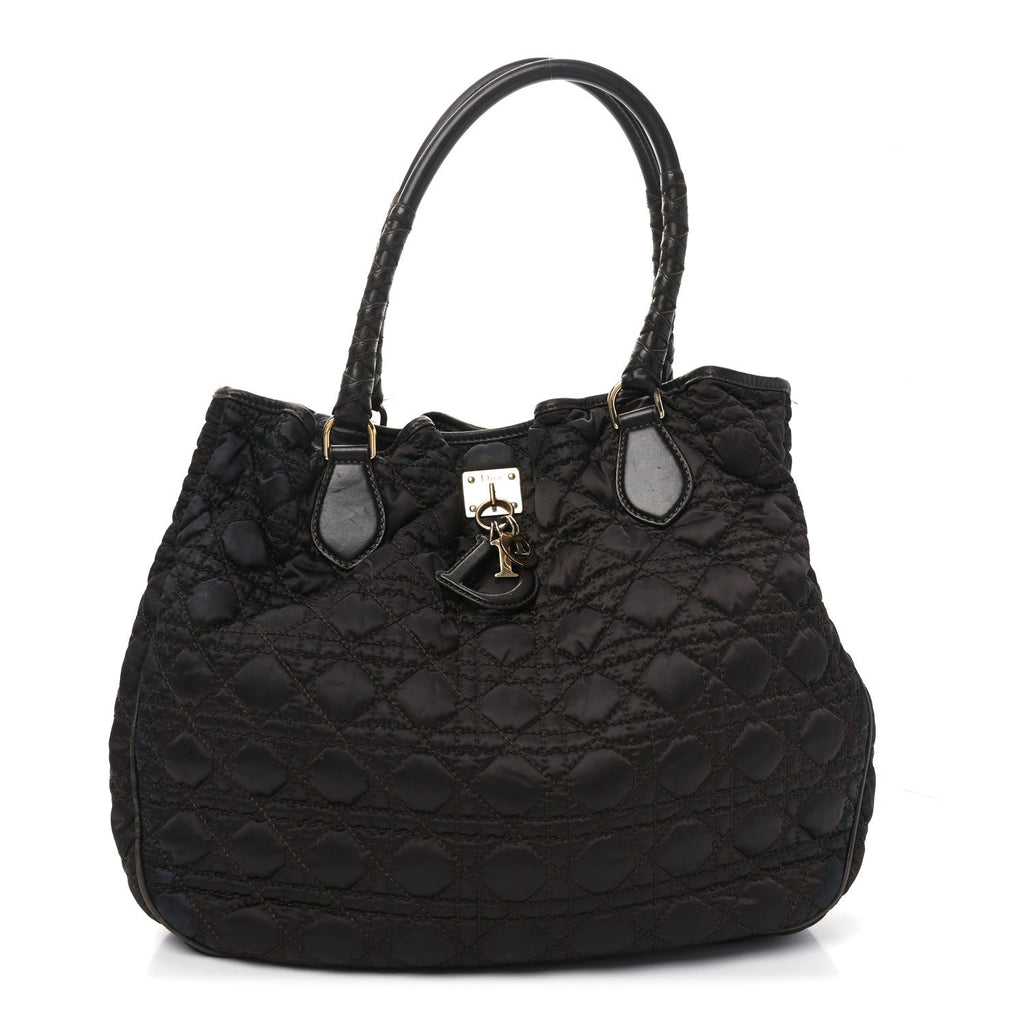 Christian Dior Nylon Cannage Medium Lovely Tote Brown