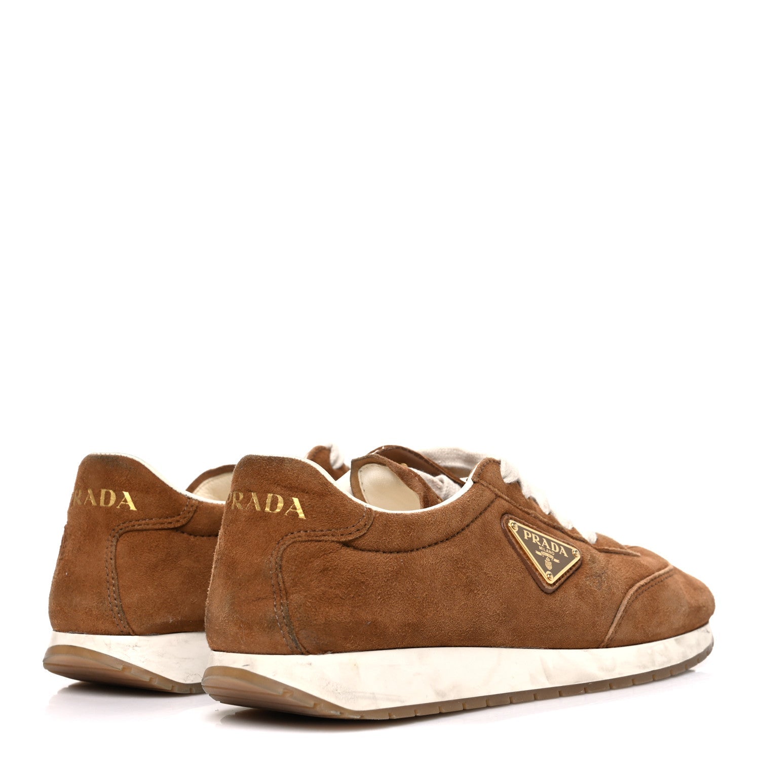 Prada Suede Logo Womens Low Top Sneakers 36.5 Cocoa Brown