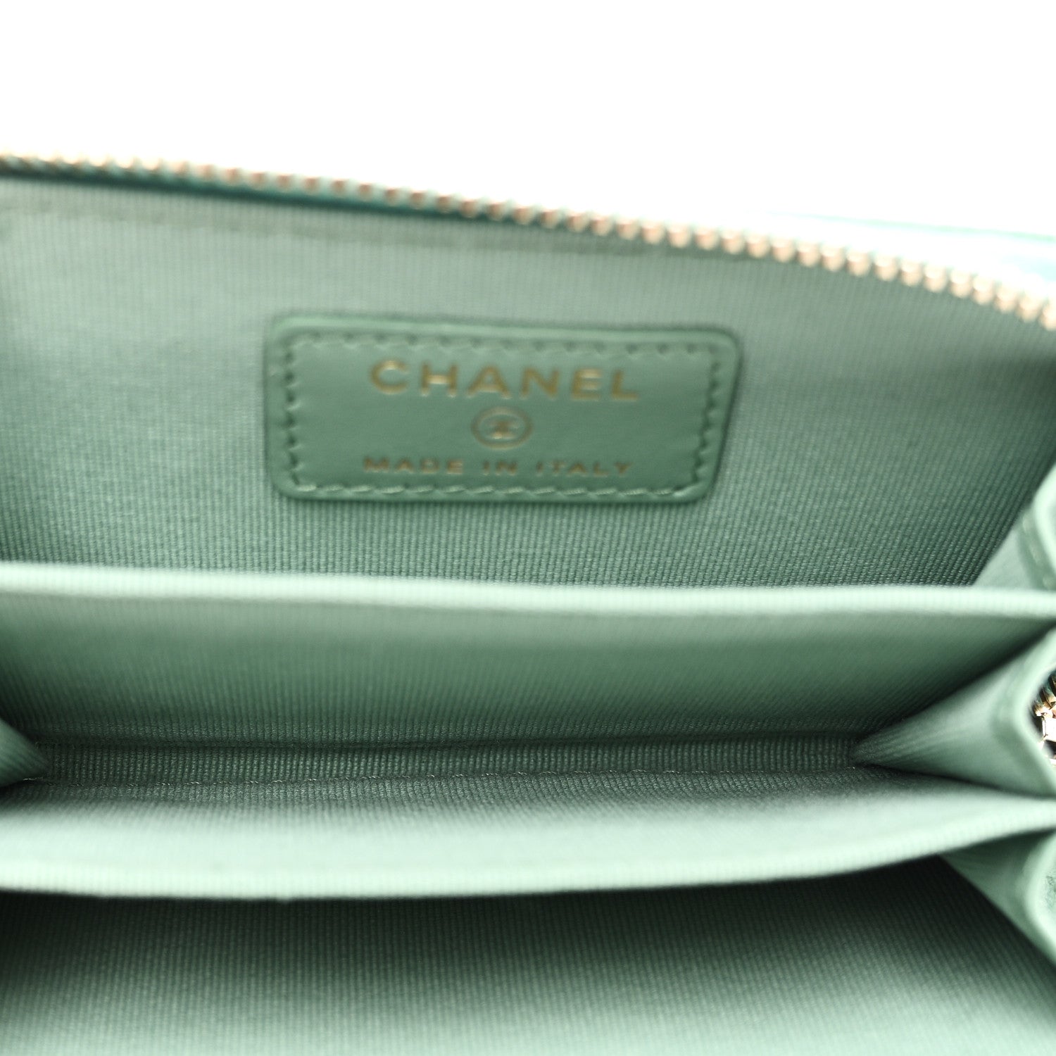 Caviar Quilted Zip Around Coin Purse Wallet Light Green