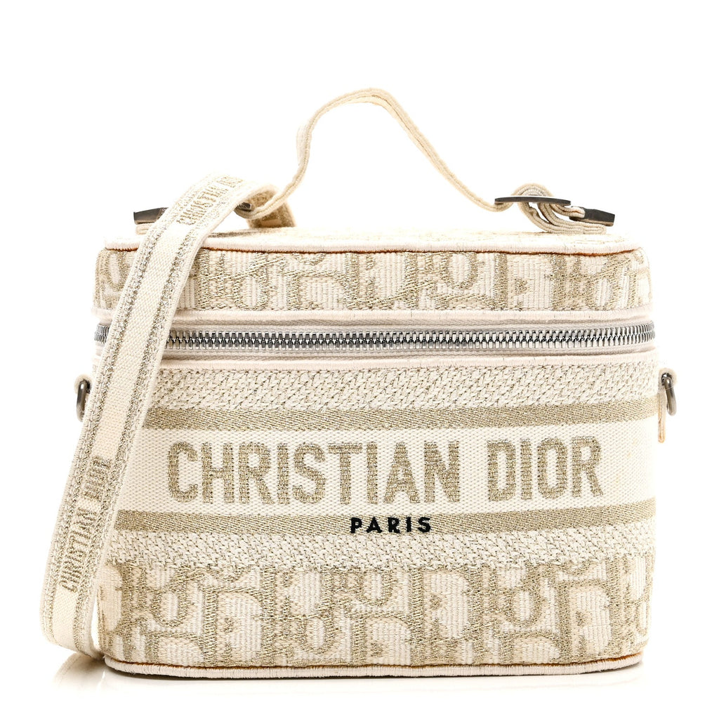 Christian Dior Oblique Diortravel Vanity Case Pale Gold