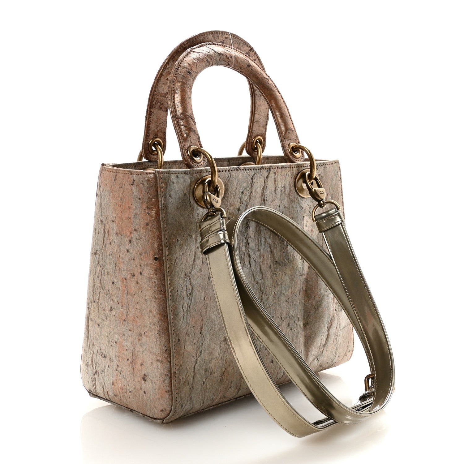 Christian Dior X LEE BUL Treated Calfskin Medium Lady Dior Art Bronze