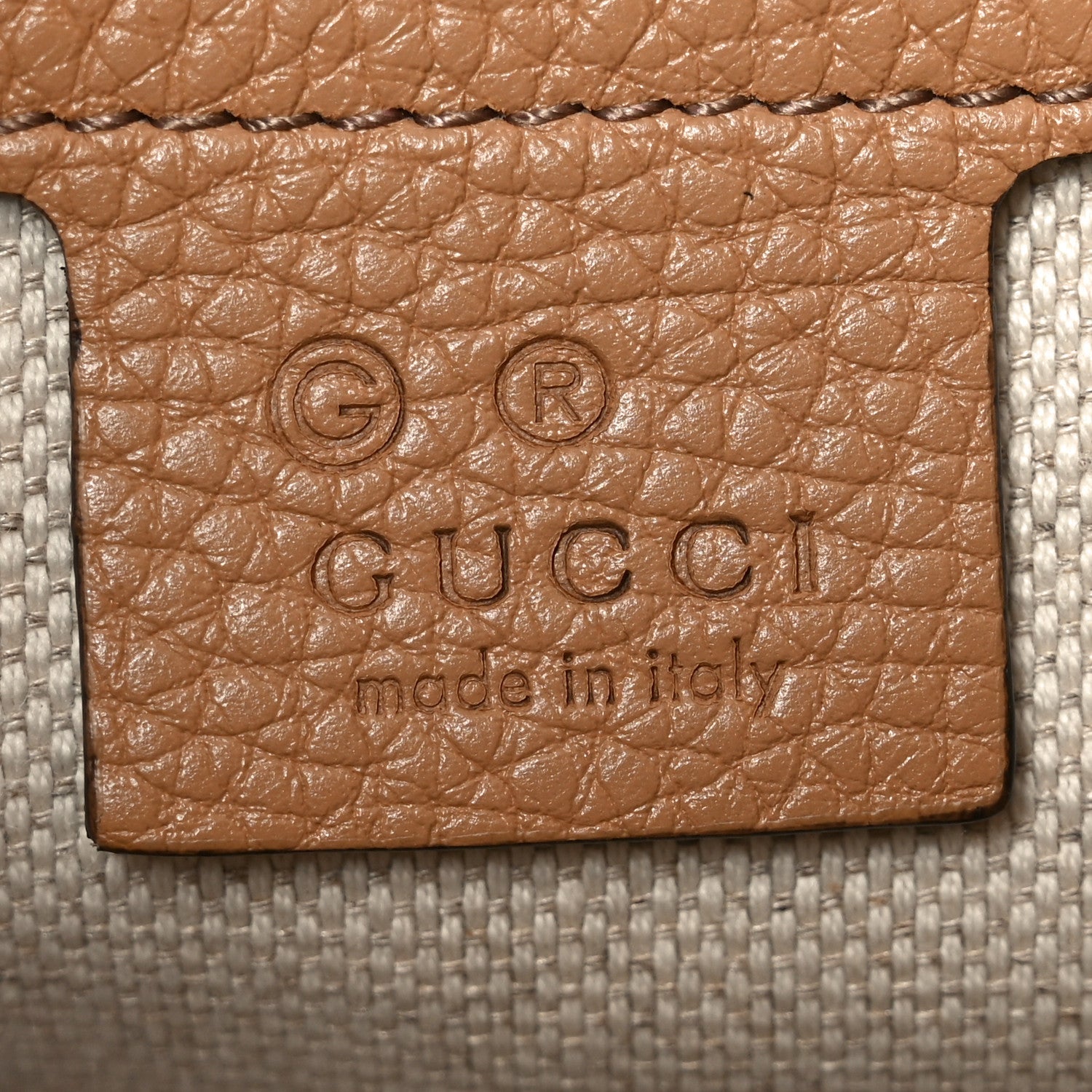 Gucci Pebbled Calfskin Medium Soho Chain Shoulder Bag Camelia
