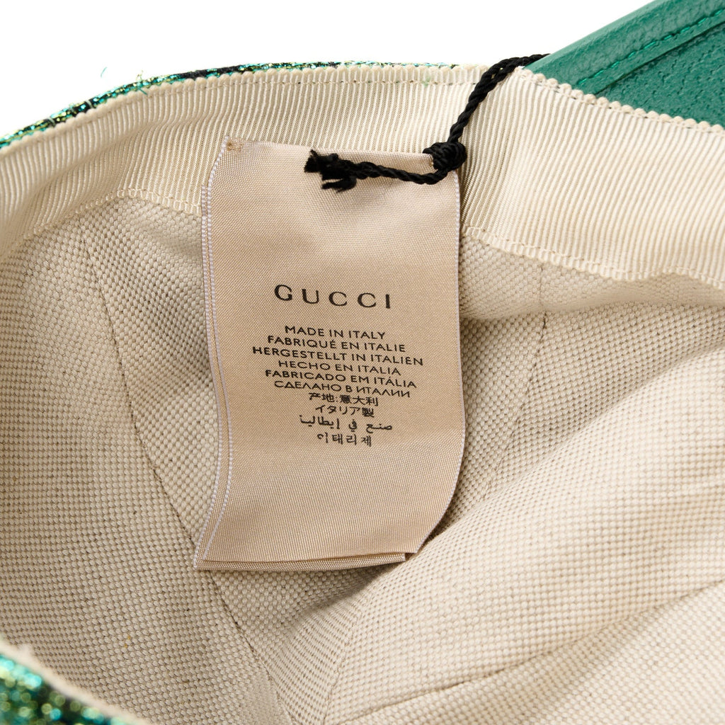 Gucci Silk Blend Jacquard Monogram Santa Barbara Baseball Hat S Green Black Radiant