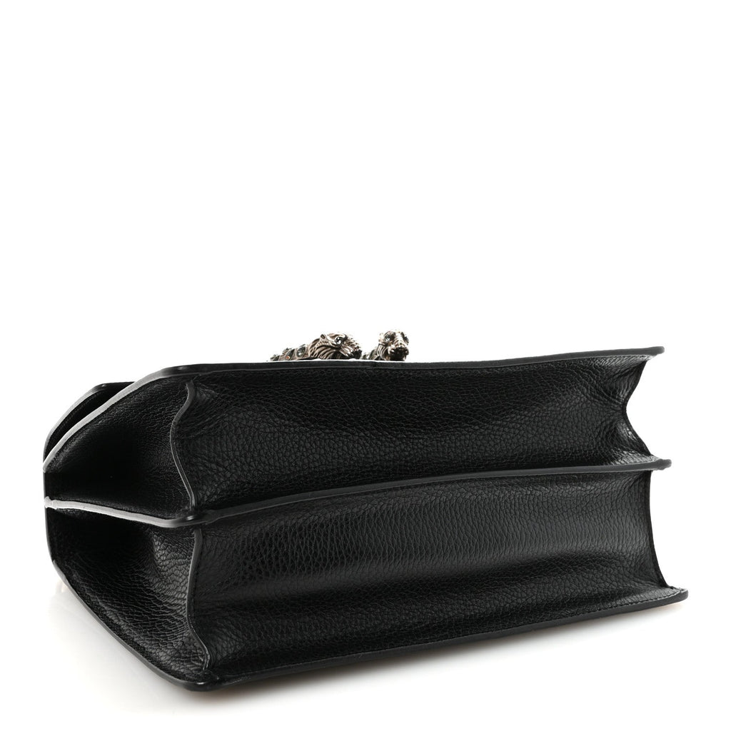 Gucci Dollar Calfskin Crystal Web Medium Dionysus Bamboo Top Handle Bag Black Black Diamond
