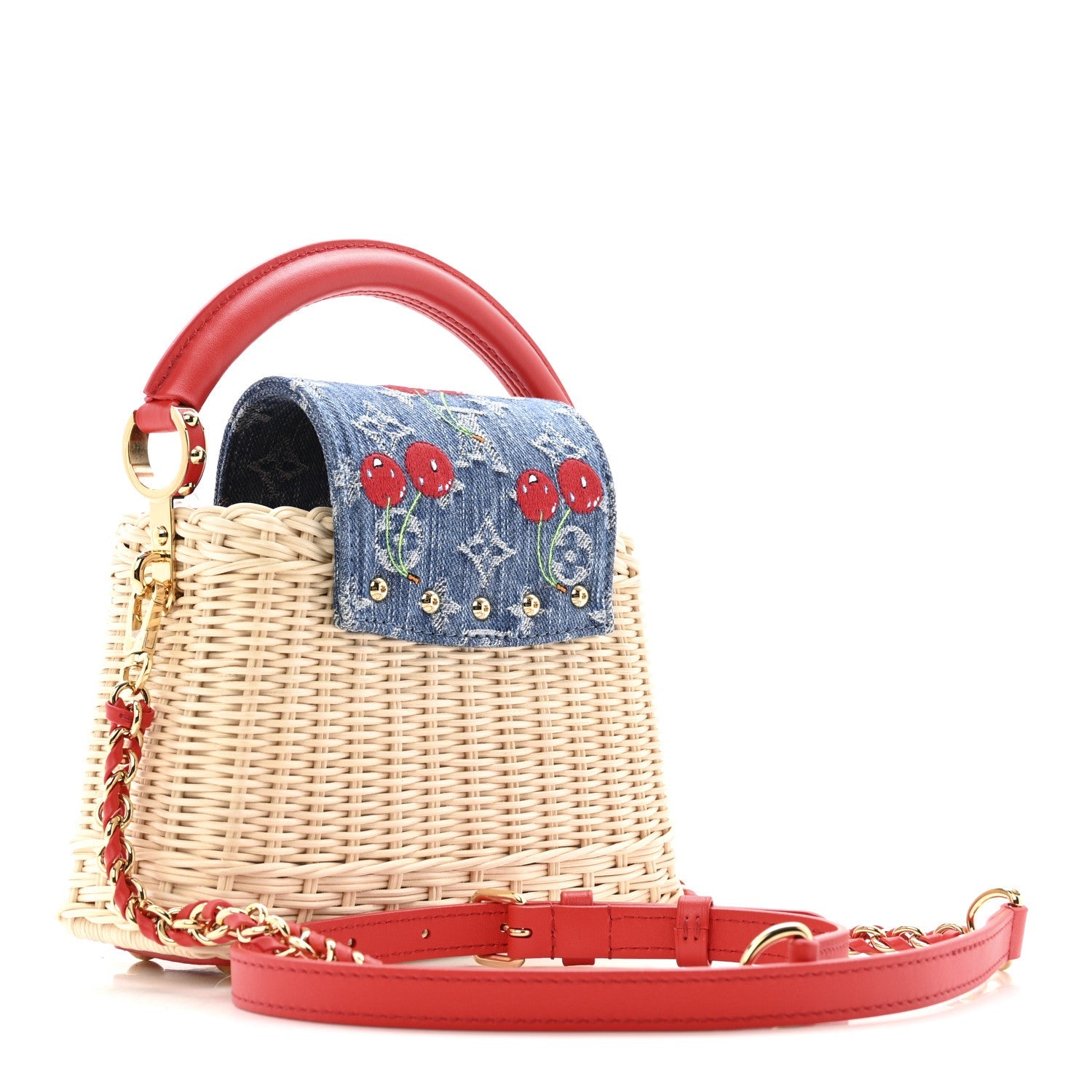 Louis Vuitton LV X TM Rattan Denim Calfskin Cerises Capucines Mini