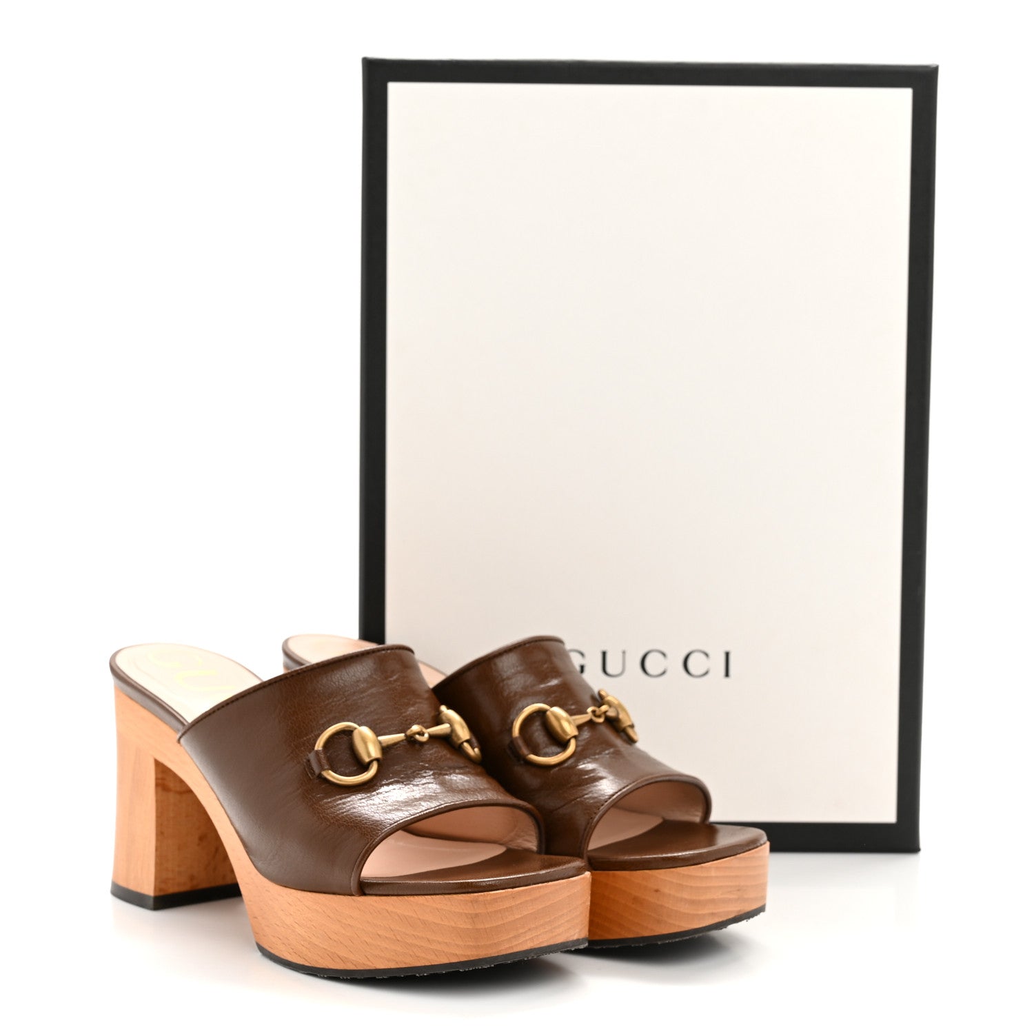 Gucci Granada Kid Houdan Platform Slide Sandals 35.5 Brown