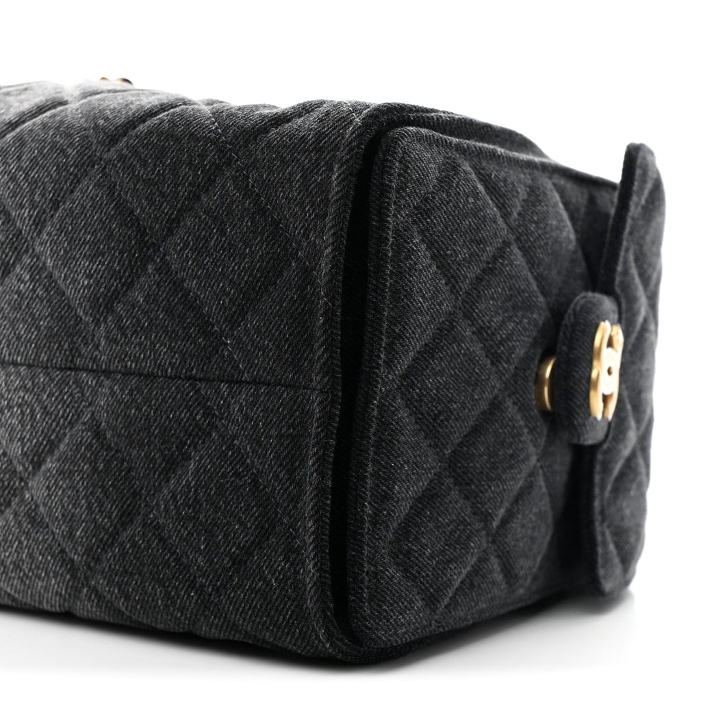 Chanel Washed Denim Quilted Small Chanel 25 Handbag Black