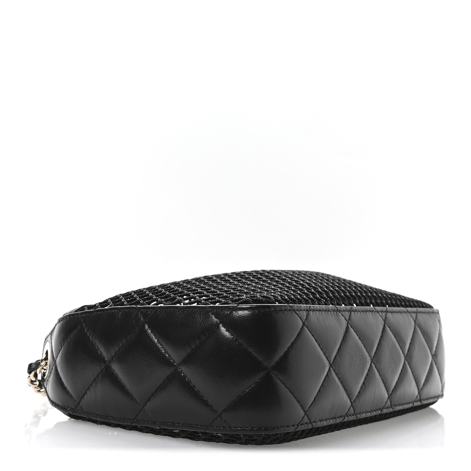 Chanel Mesh Shiny Lambskin Clutch With Chain Black