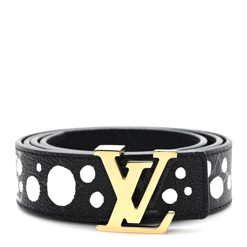 Louis Vuitton X YK Empreinte Dots 30mm LV Belt 80 32 Black White