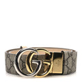 Gucci GG Supreme Monogram Plutone Calfskin Double G Reversible 37mm Belt  75 30 Beige Ebony Souffle Rose