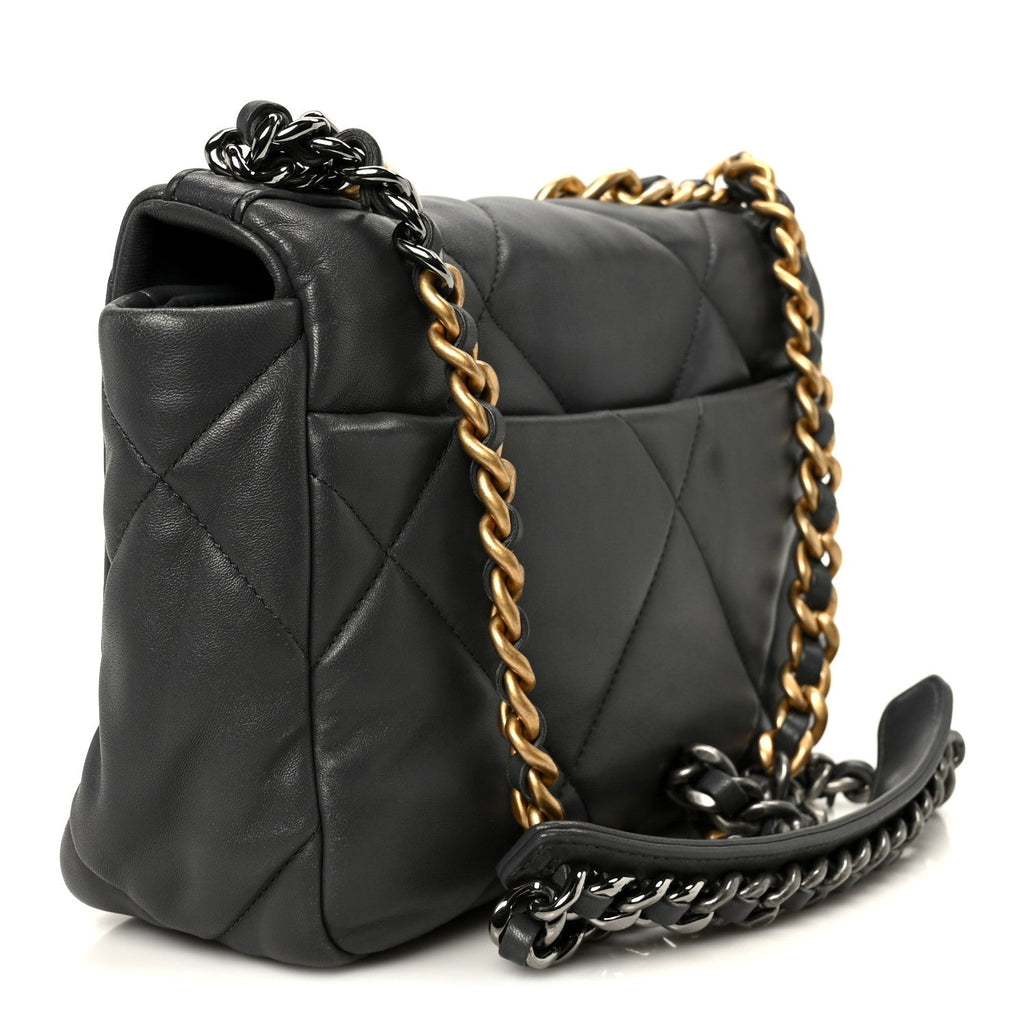 Chanel Lambskin Quilted Medium Chanel 19 Flap Dark Grey