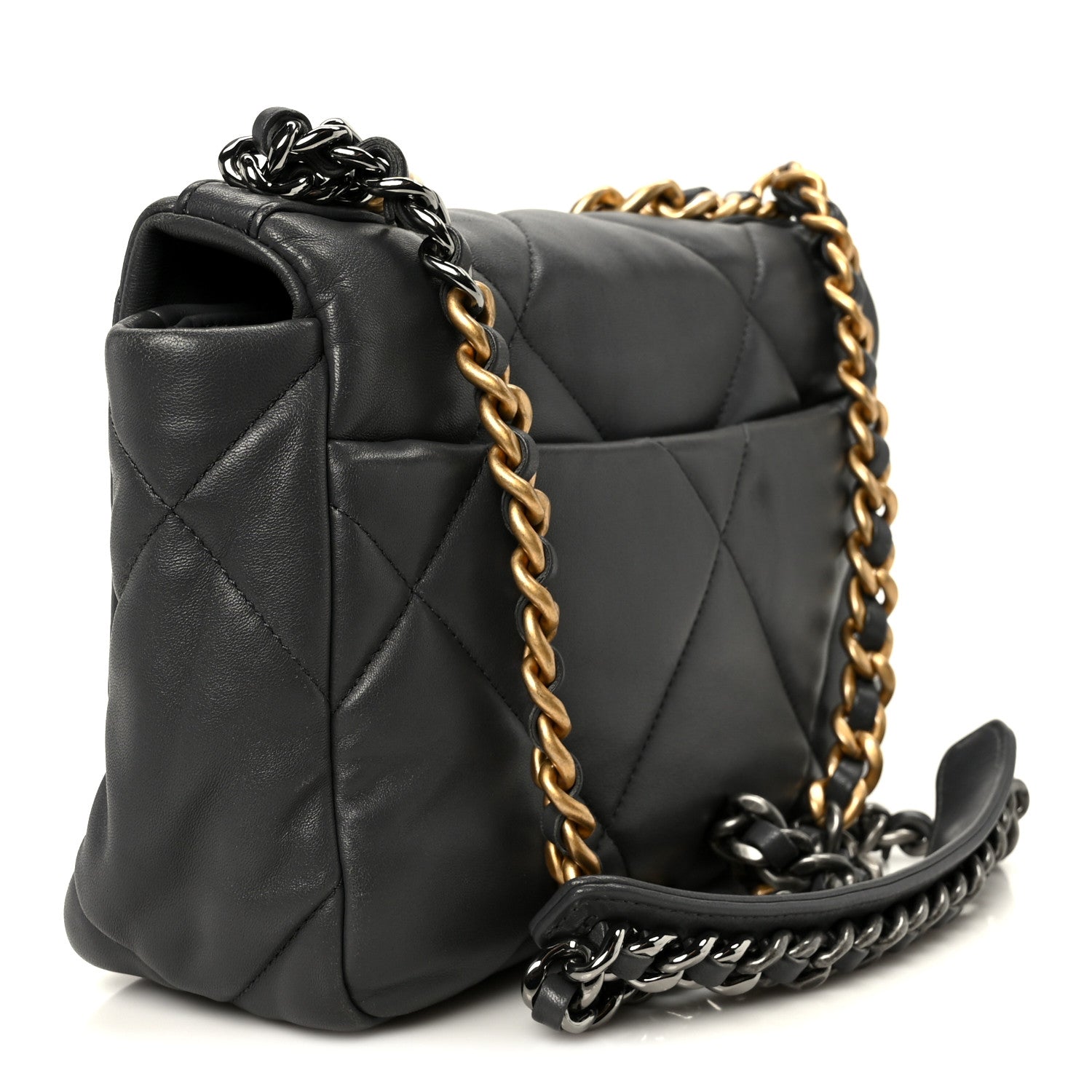 Chanel Lambskin Quilted Medium Chanel 19 Flap Dark Grey