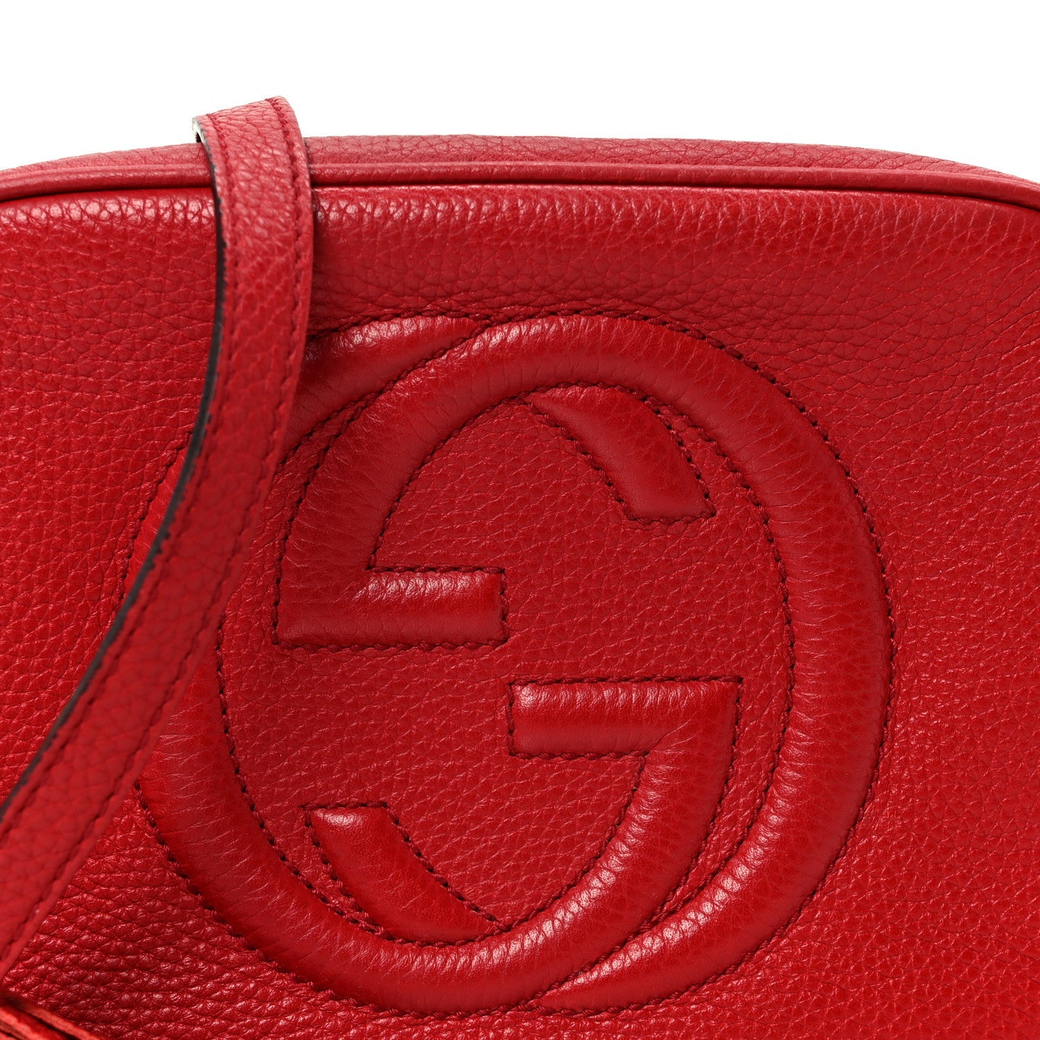 Gucci Pebbled Calfskin Small Soho Disco Bag Tabasco Red