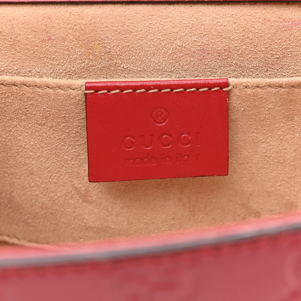 Gucci Guccissima Small Padlock Shoulder Bag Hibiscus Red