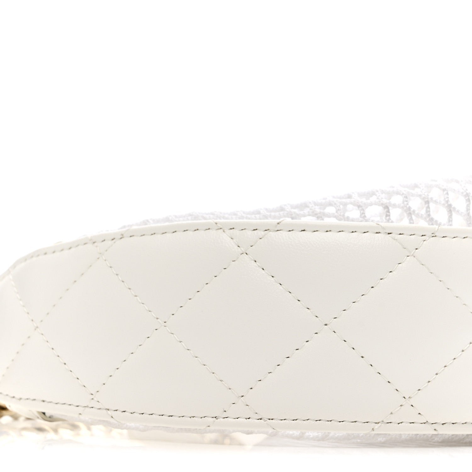 Chanel Mesh Shiny Lambskin Chain Hobo White