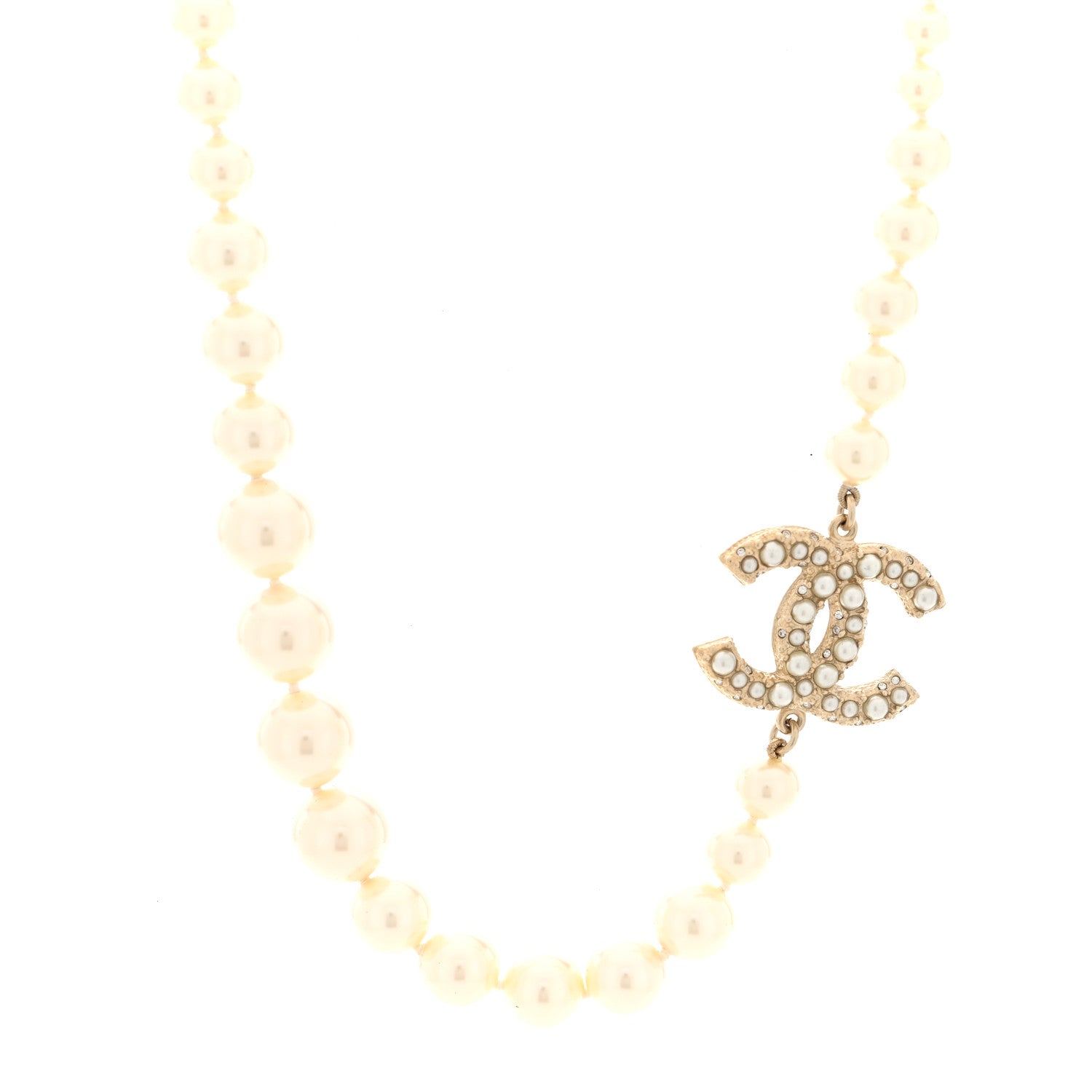 Pearl CC 100th Anniversary Necklace Light Gold