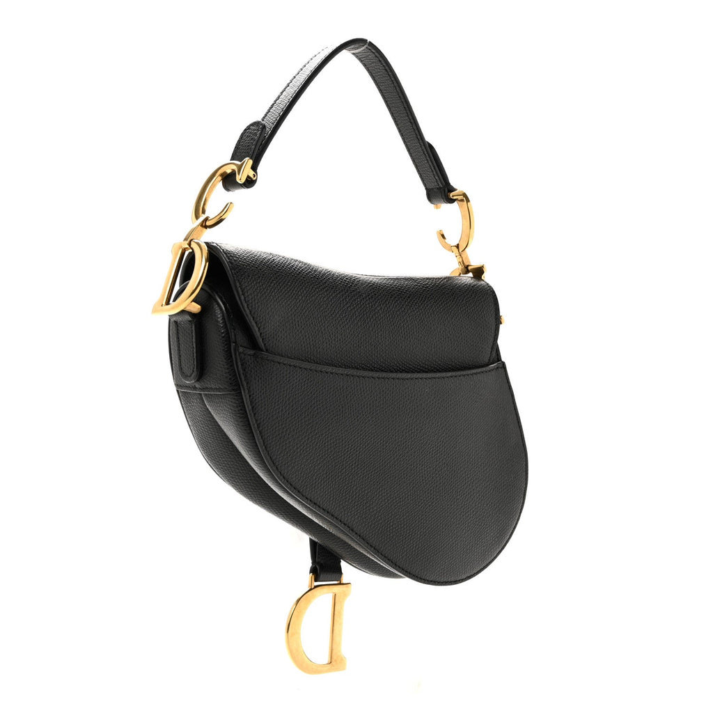 Christian Dior Grained Calfskin Mini Saddle Bag Black