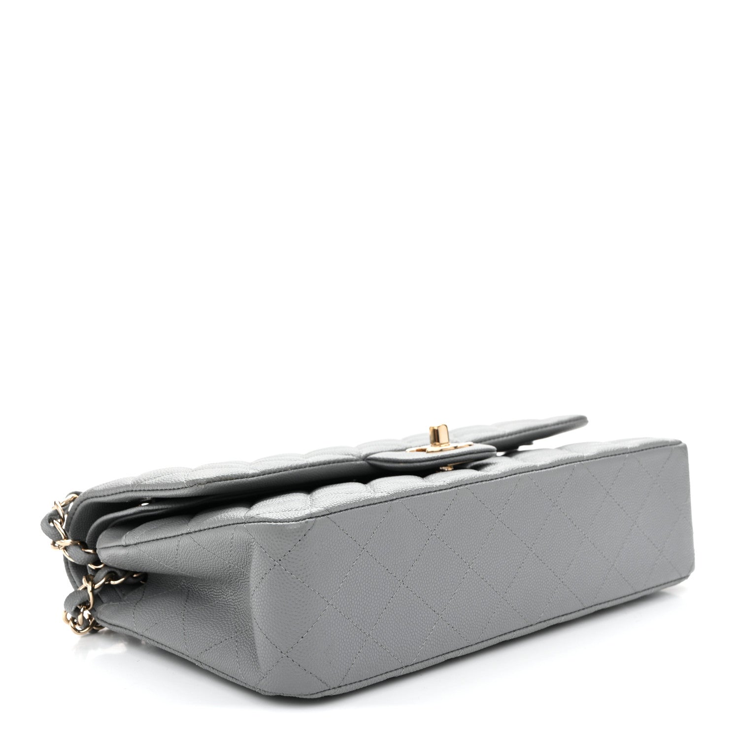 Chanel Caviar Quilted Medium Double Flap Grey