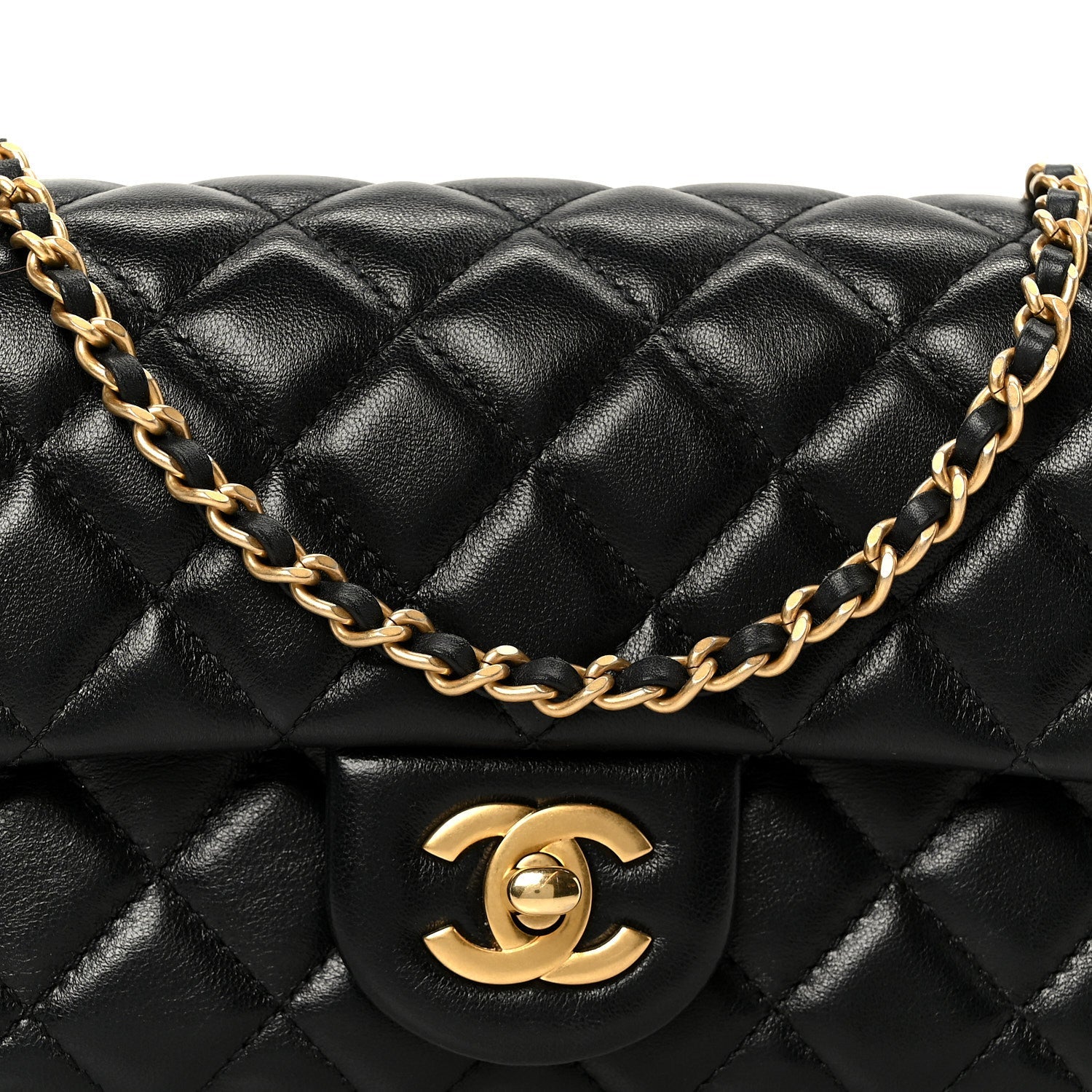 Chanel Lambskin Quilted Mini Rectangular Pearl Crush Flap Black