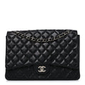 Chanel Lambskin Quilted Maxi Single Flap Black