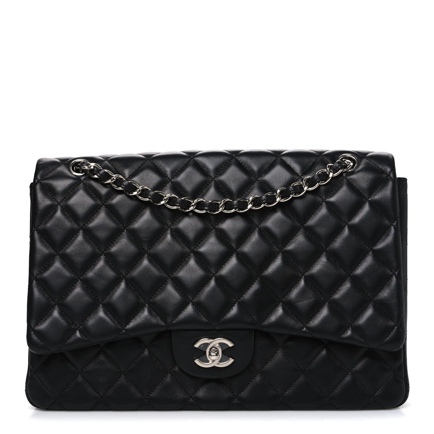 Chanel Lambskin Quilted Maxi Single Flap Black