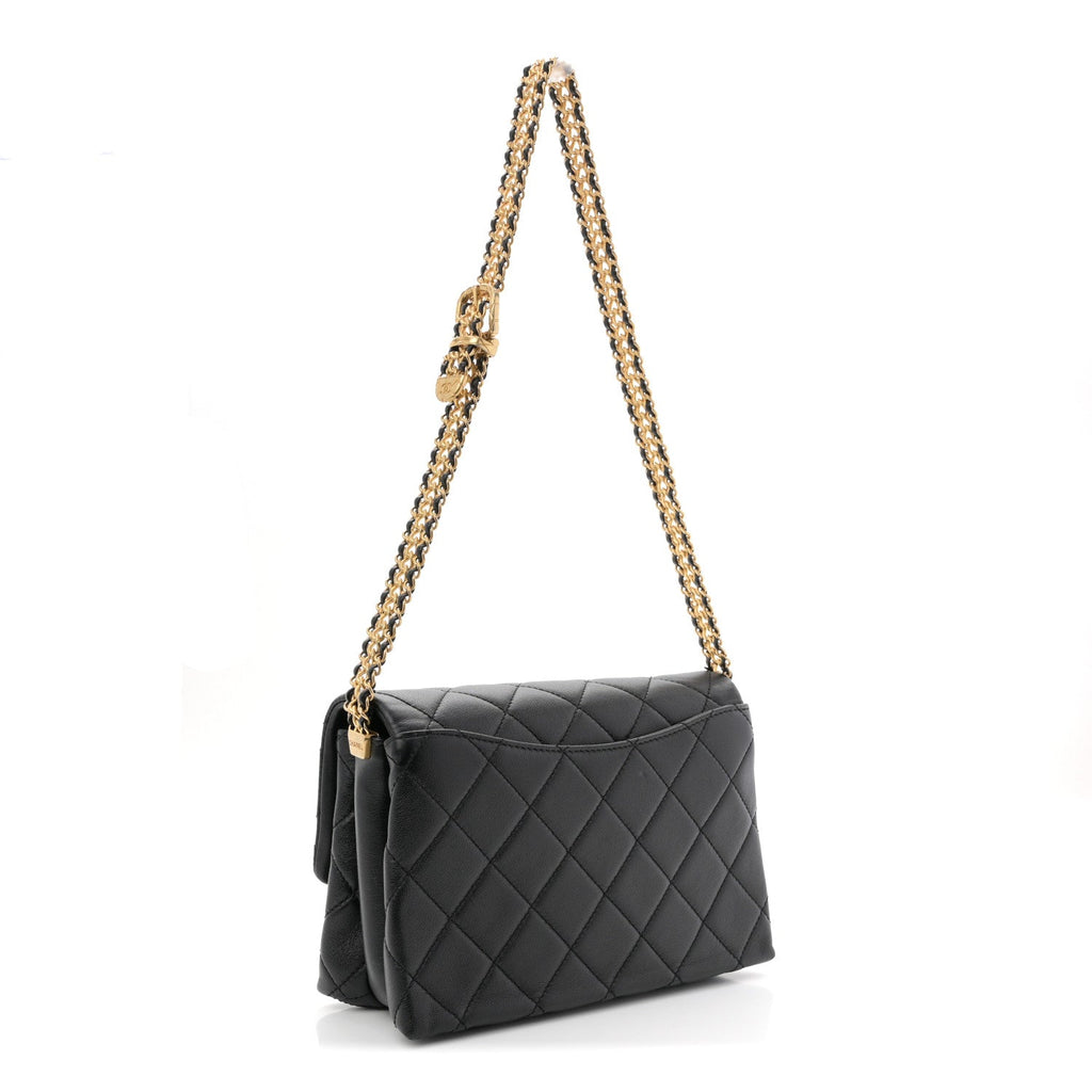 Chanel Calfskin Quilted Belt Chain Flap Black