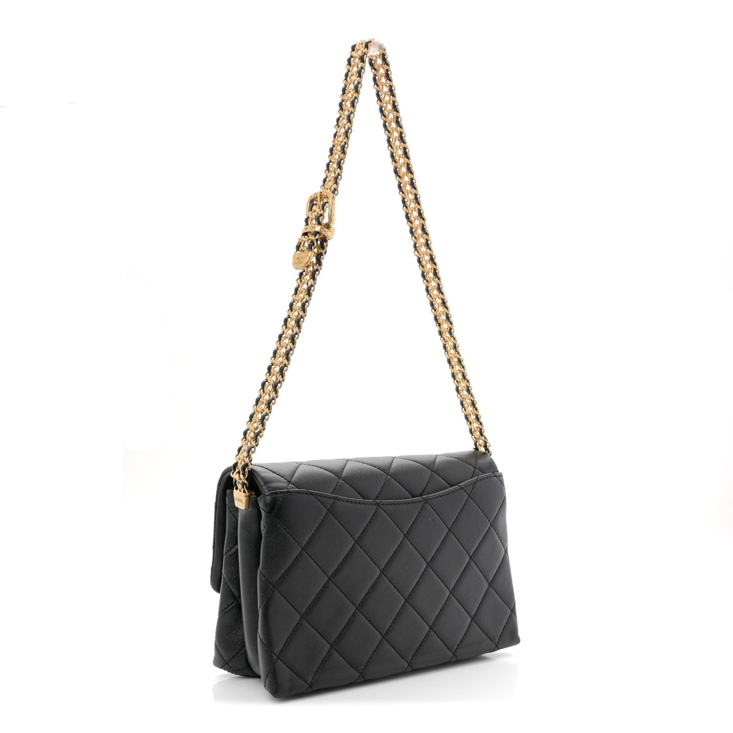 Chanel Calfskin Quilted Belt Chain Flap Black
