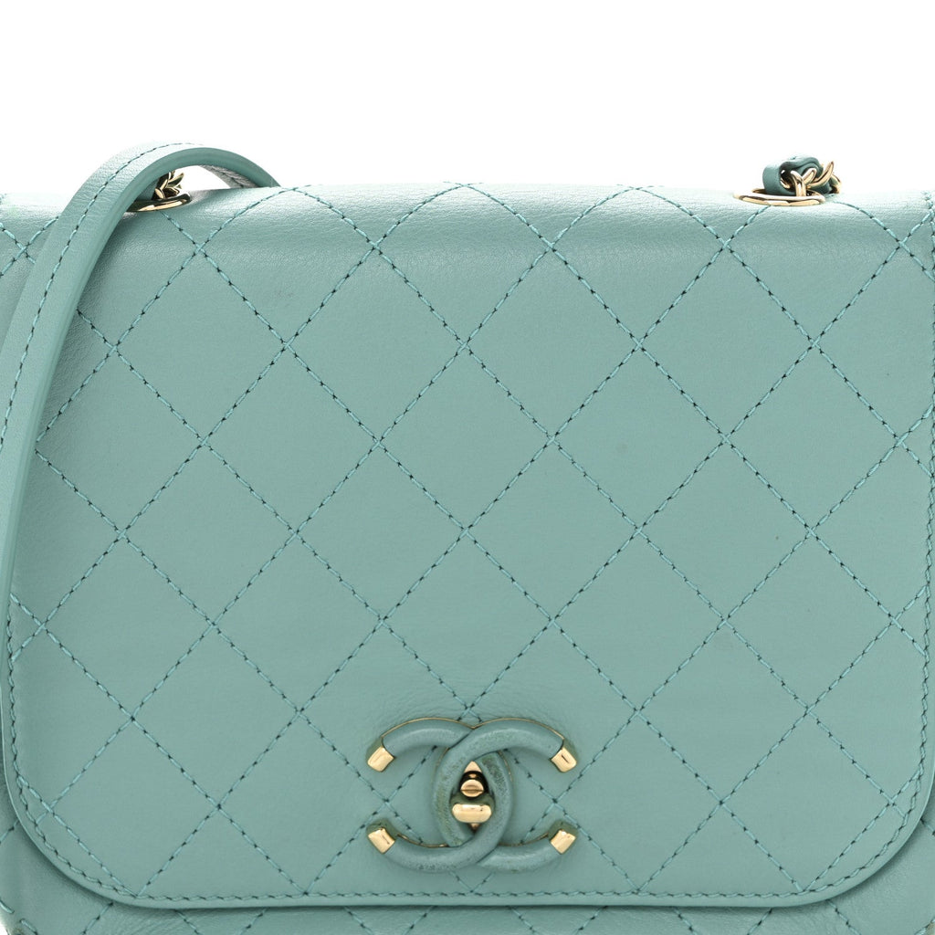 Chanel Calfskin Stitched Small Covered CC Flap Bag Green