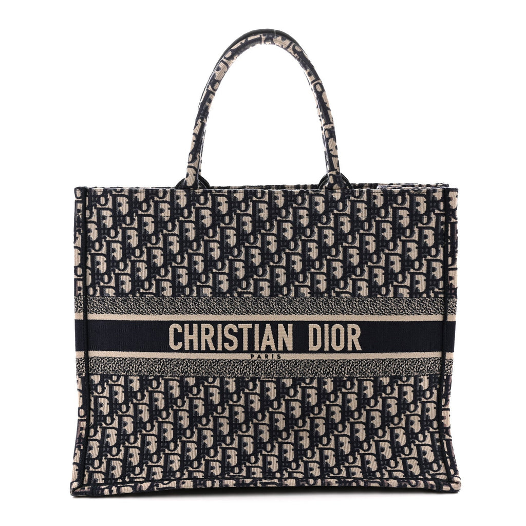 Christian Dior Oblique Large Book Tote Blue Multicolor